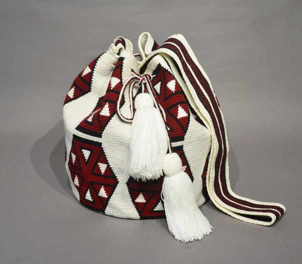 Mochila Wayúu blanco y rojo